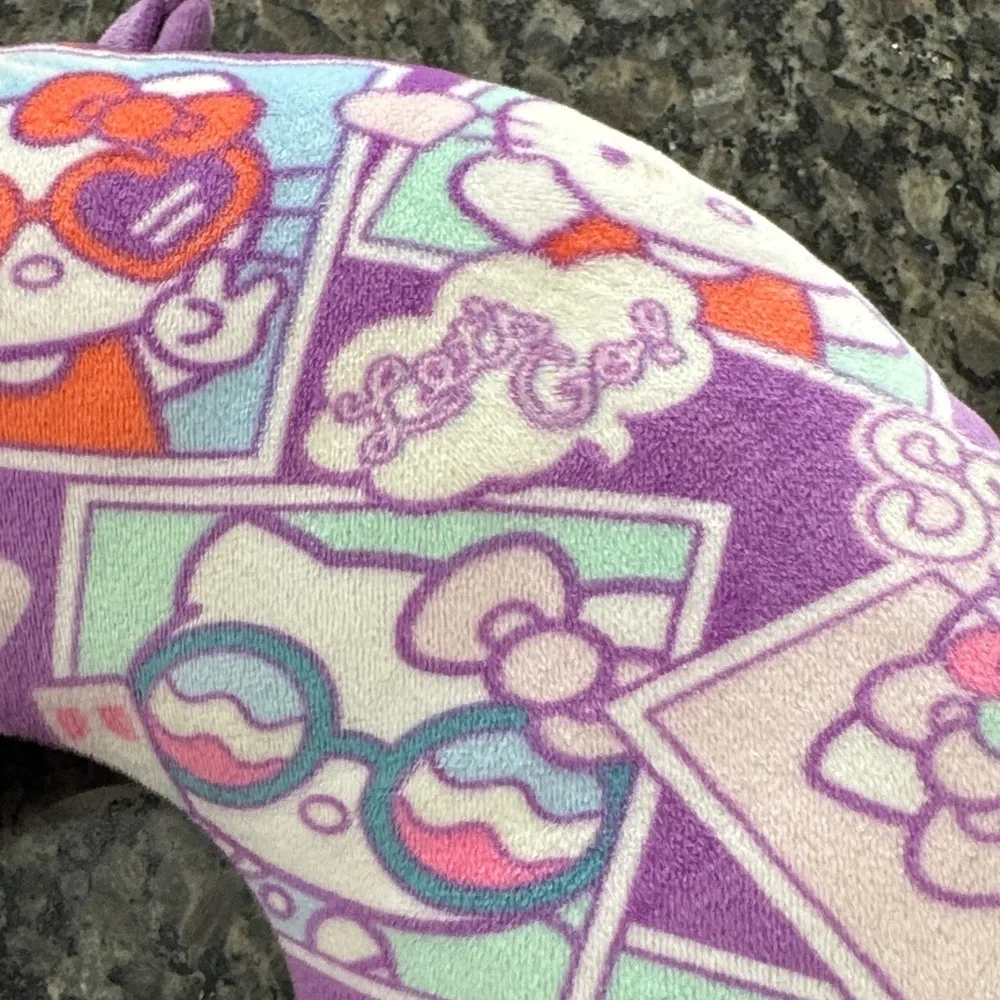 Hello Kitty Purple and Pink Plush Travel Neck Pillow EUC